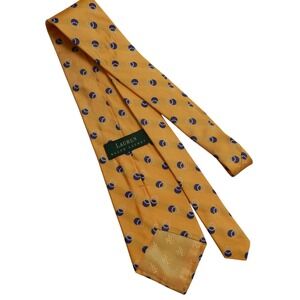 Lauren Ralph Lauren Yellow Blue Circles Silk Mens Tie Necktie